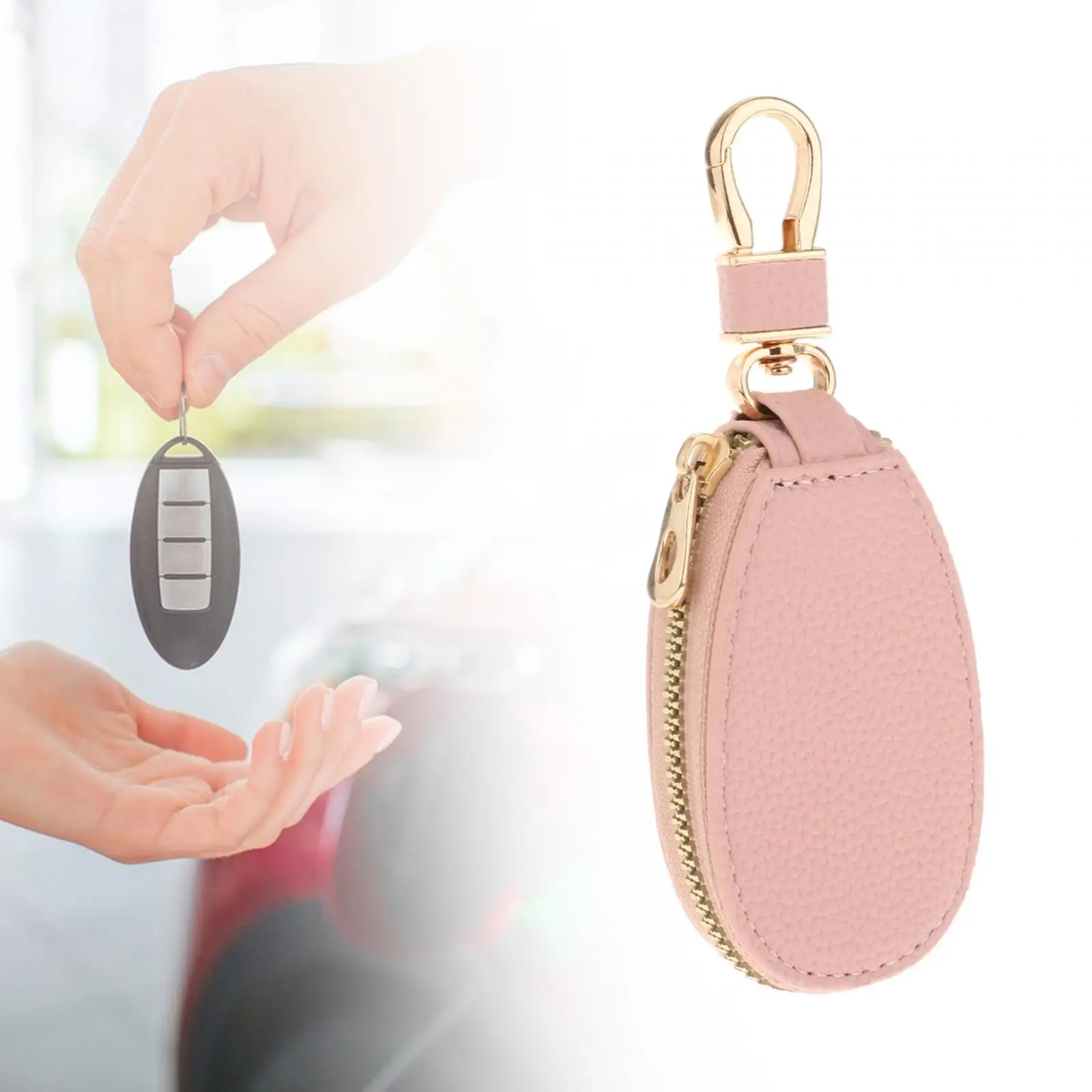 2-4pack Car Key Fob Case Pouch Practical Protector with Buckle Key Chain Zipper