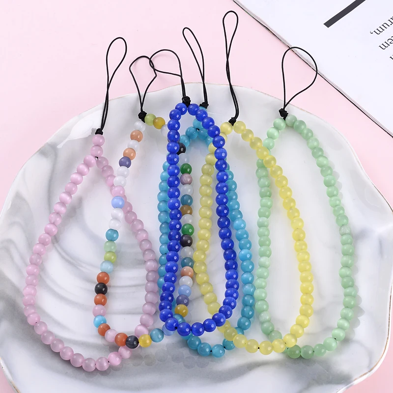 2022 Handmade Natural Stone Beaded Anti Lost Phone Strap Telephone Jewelry Wrist Lanyard Key Phone Chain For Women Accessories