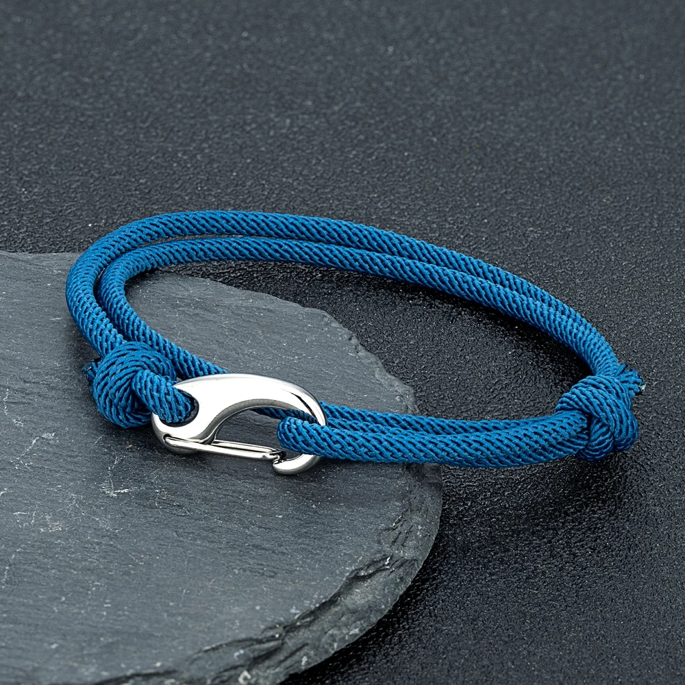 Adjustable Double Strand 3mm Thin Cord Bracelet Stainless Steel Lobster Spring Clasp Handmade Woven Rope Bracelet for Men Women