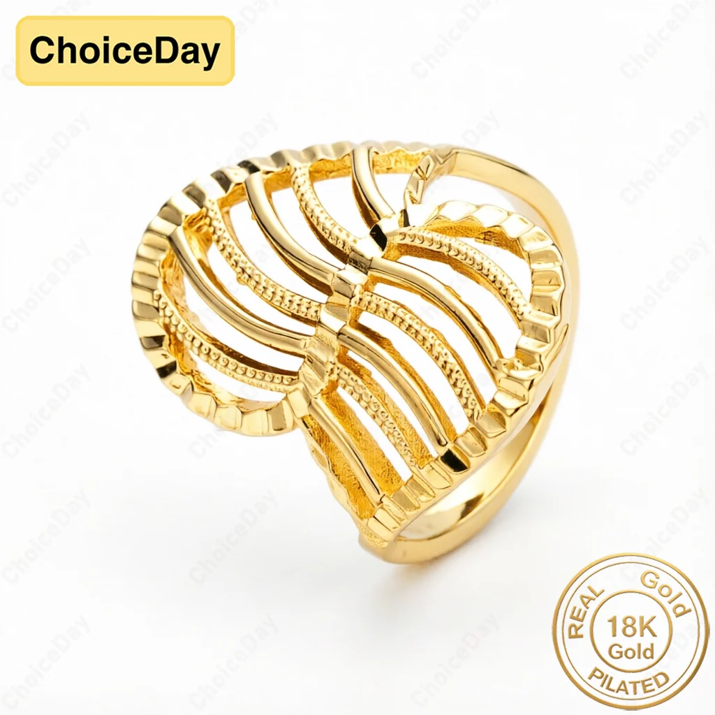 

18K Gold Plated #8 Exquisite Openwork Heart Ring for Women, Engagement Party Gift Accessories Jewelry