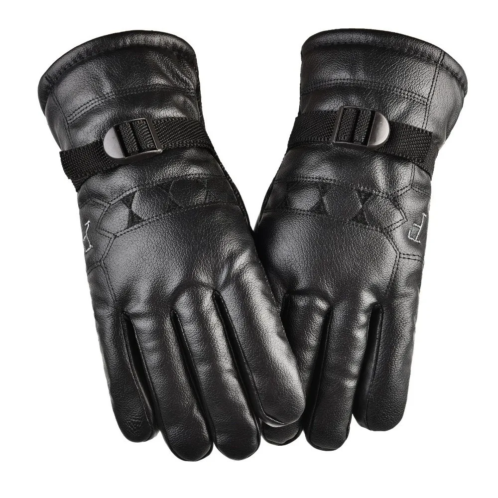 

Fashion Black Winter Ski Gloves Multifunction Waterproof Men Leather Mittens Korean Style Thermal Driving Gloves Riding