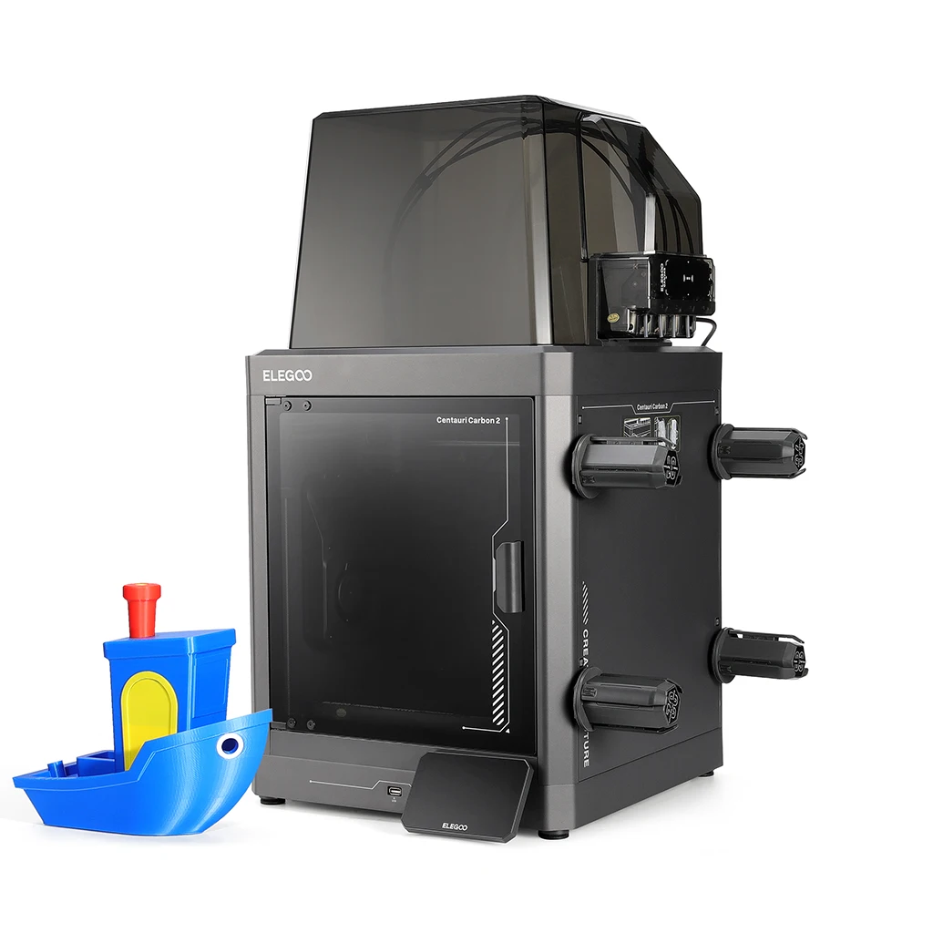Impressora 3D ELEGOO Centauri Carbon 2 Combo Multicolorida, Impressão Multicolorida de Alta Velocidade CoreXY 500mm/s, Volume de Impressão 256x256x256mm