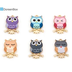 10PCs Owl Animal Charms Vintage Halloween Multicolor Enamel Gold Color Metal Pendants DIY Necklace Earrings Jewelry 21.5mmx15mm