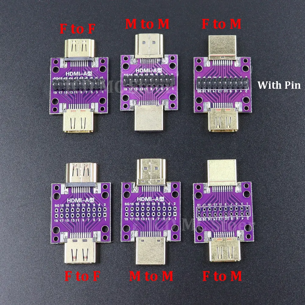 1Pce HDMI Male to Male Female to Female Test Adapter Board with PCB Board, Male to Female Mutual Conversion Circuit Board