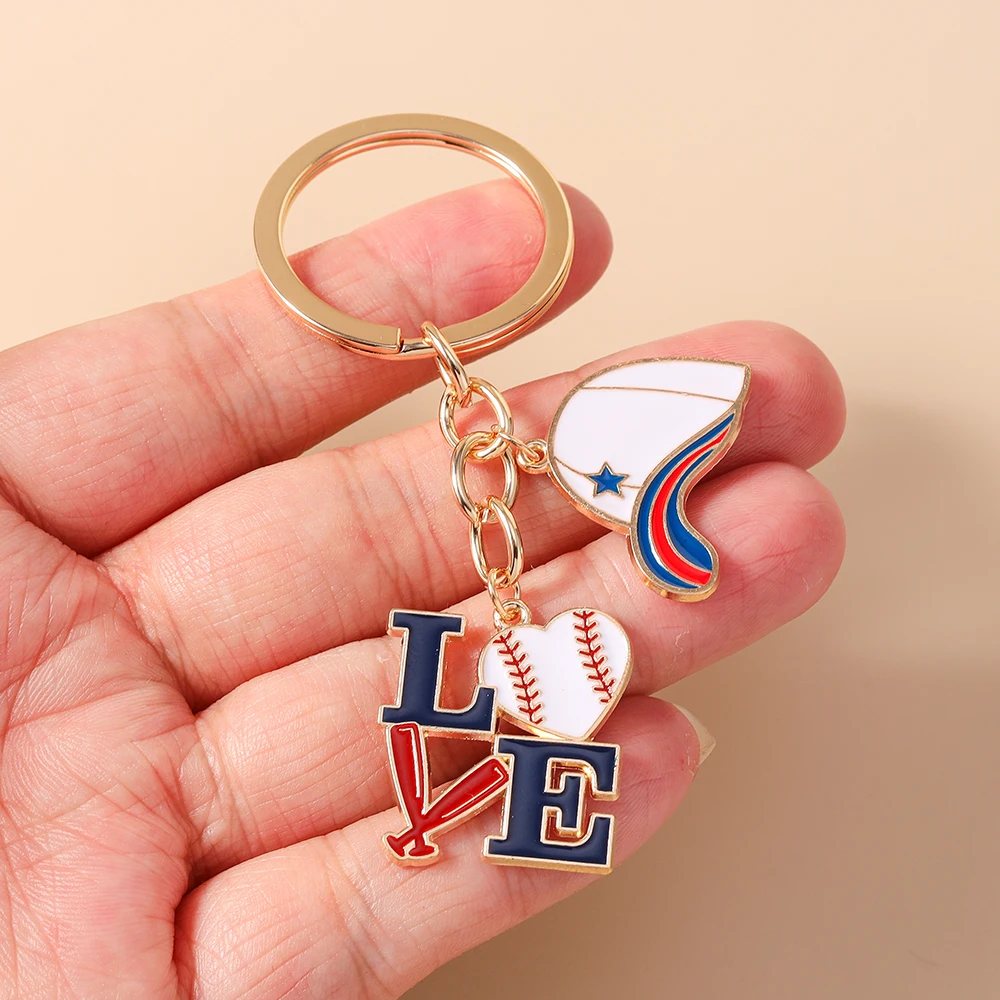 Aihua Niedlicher 'I Love Baseball' Schlüsselanhänger für Frauen Baseball-Handschuh Hut Schlüsselring Handtaschenanhänger Schmuck Geschenke Schmuckstücke – Detail 4