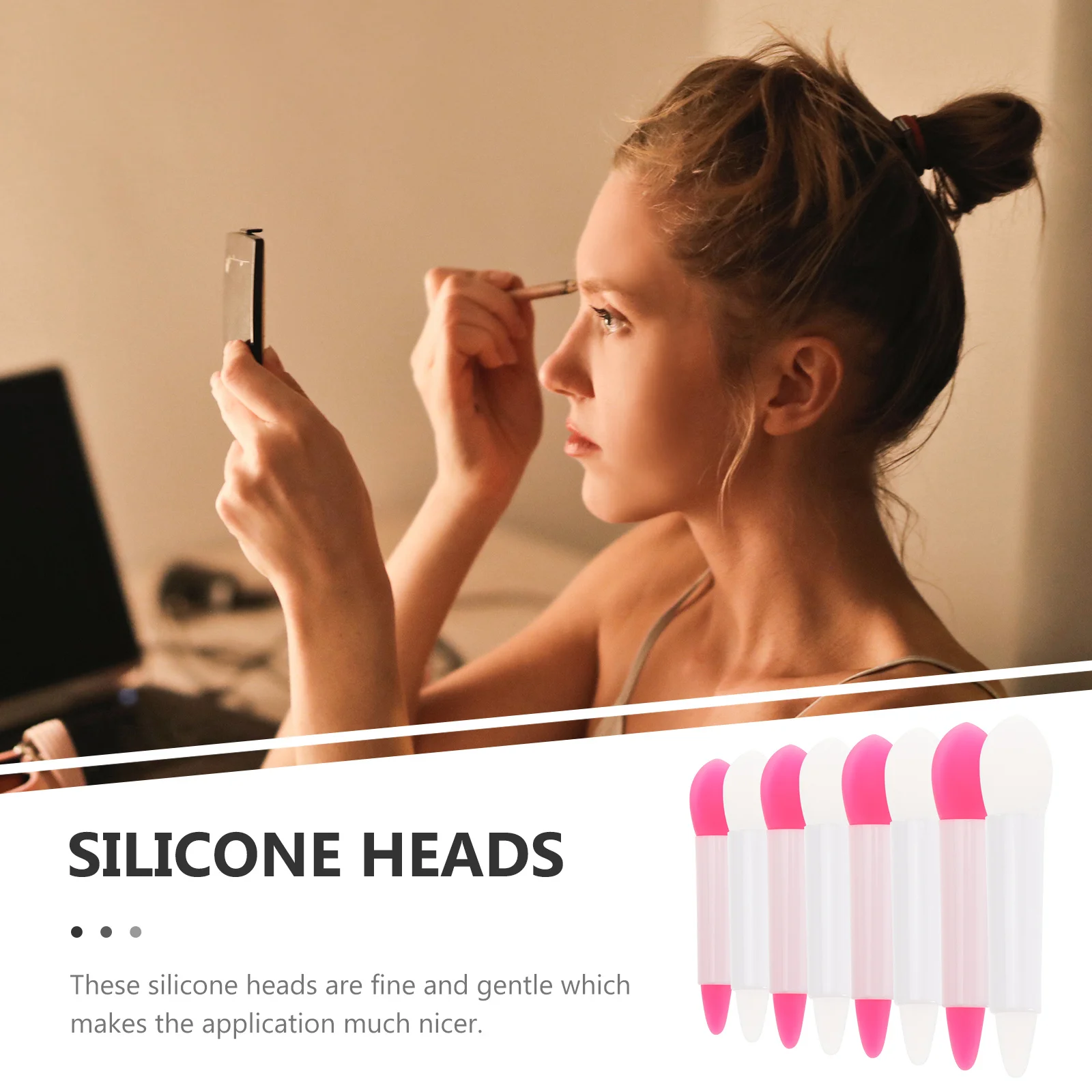 หัวแปรงซิลิโคนสำหรับทาลิปสติก 16 ชิ้น สำหรับลิปบาล์ม ลิปครีม อายแชโดว์ อุปกรณ์แต่งหน้า แปรงอายแชโดว์ อุปกรณ์แต่งหน้า