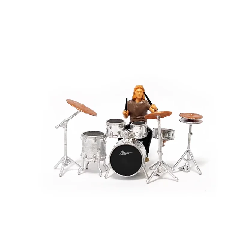 1: 64 Scale Band Drumming Singer Resin Doll Model Sand Table Scene Accessories Collection Display Toy Gifts Souvenir