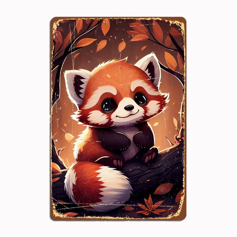 

Cute red Panda Animal Artistic Panel Decoration Featuring Characters and Scenery for Home and Bar Decor Vintage Wall Decor