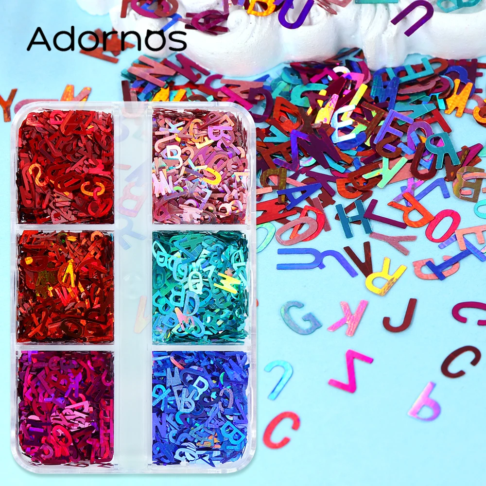 Holographic English Alphabet Sequins Epoxy Resin Filling Laser Letter Glitter Flake For Silicone Mold Filler Handmade DIY Crafts