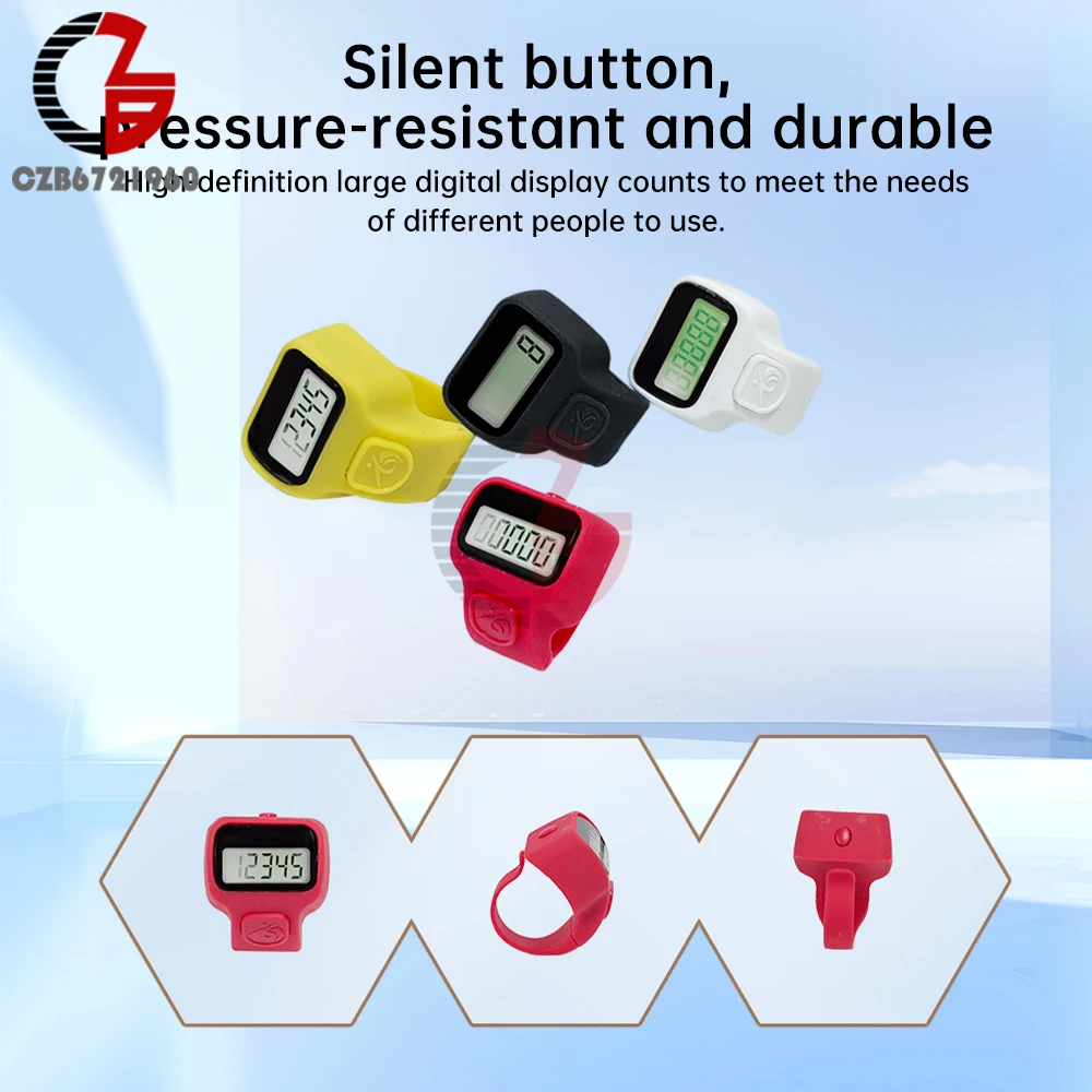 Handheld Electronic Counter Tasbih Finger Rings Tasbeeh Counter LED Display Electronic Finger Clicker Bead Timer Counting