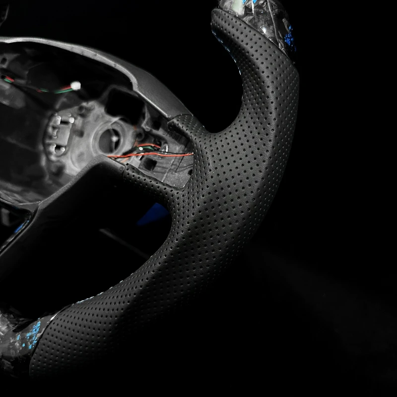 LED RPM Display Forged Blue Carbon Fiber Magnetic Shift Paddle Suede Car Steering Wheel for SEAT Leon Cupra FR MK3 Ibiza F5
