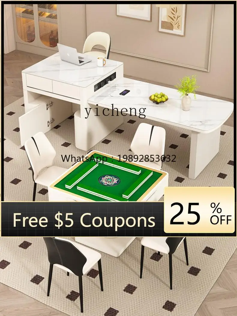 dining table mahjong table retractable rock slab multi-functional island integrated