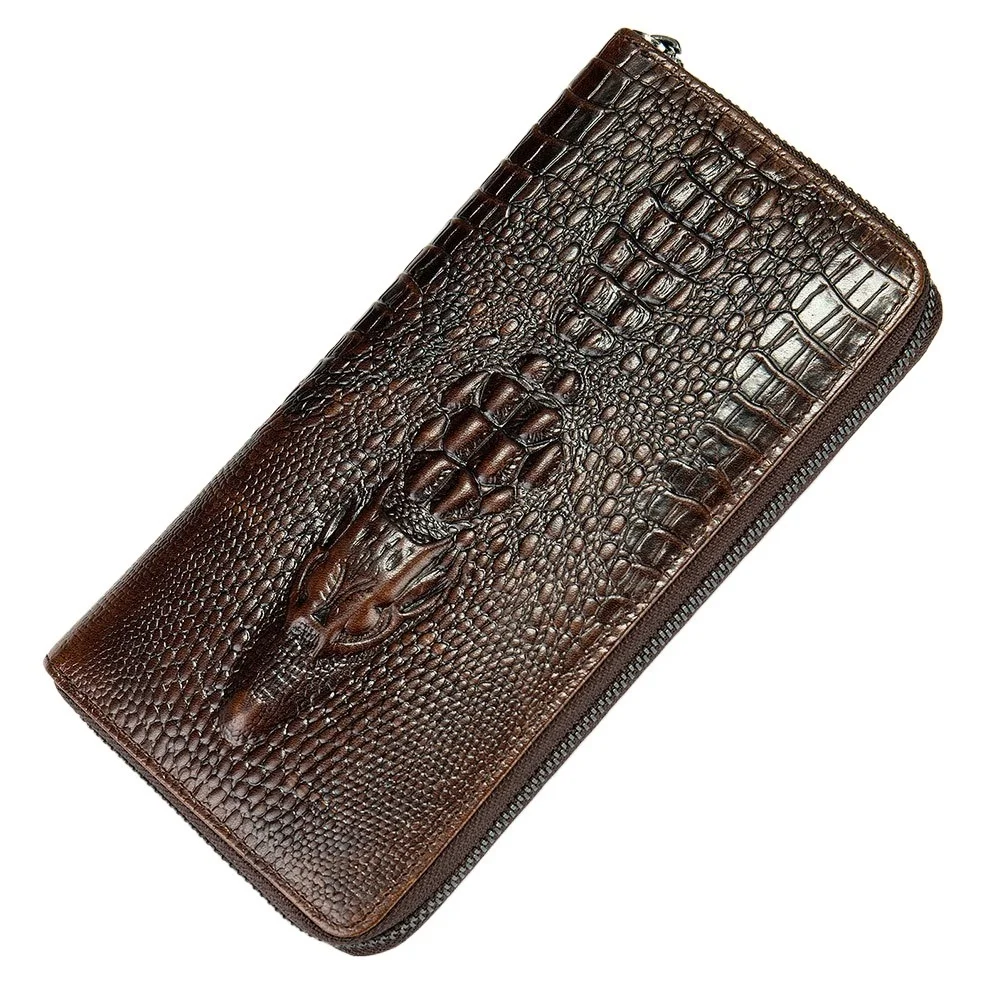 

Long Men's Wallet Leather Fashion Crocodile Print Business Multi-card Position Hand Baotou Layer Cowhide