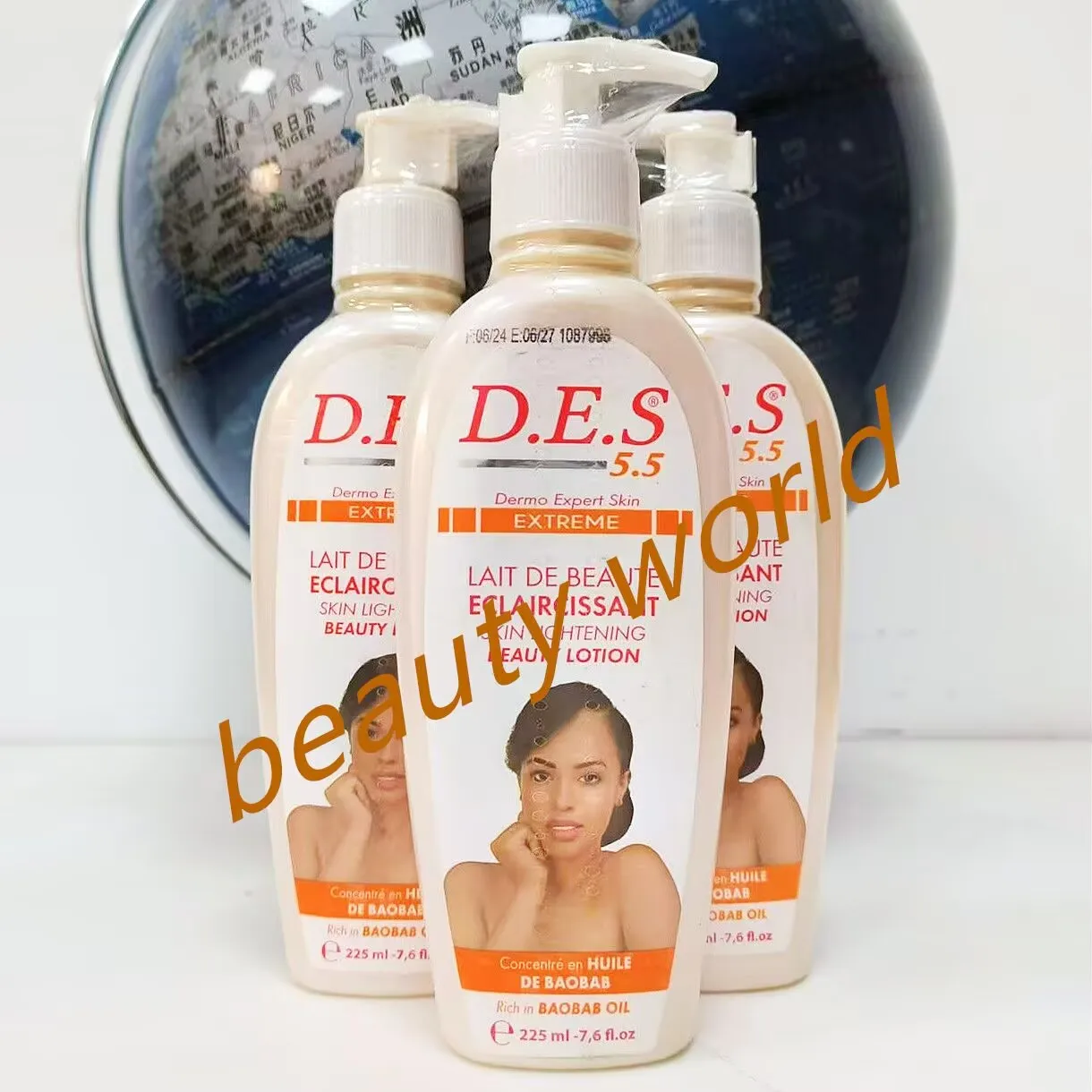 D.E.S 5.5 Extreme Even toned Skin aobab Oil Whitening and Brightening Body Lotion