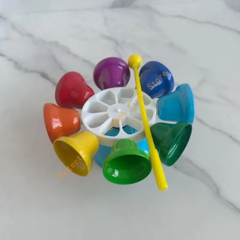 Handheld Music Toy for Kids with Color Coded Bells and Eight Note Sound Play, Tap and Spin Handbell Instrument for Preschool