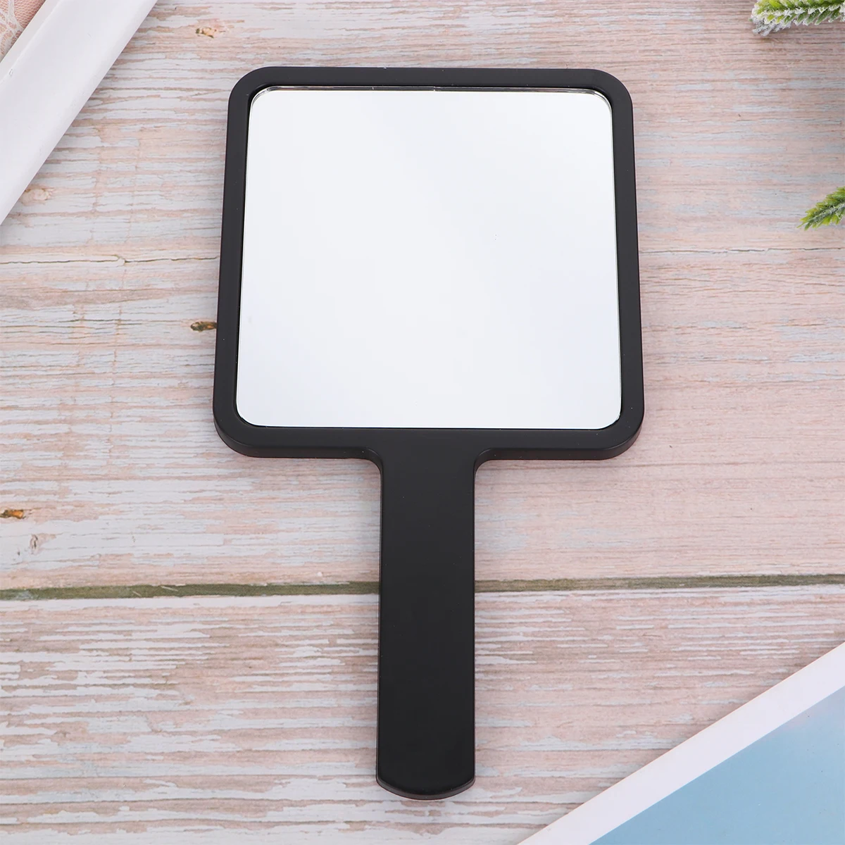 Ręczne lusterko do makijażu 90x160mm czarne przenośne lusterko kompaktowe z przezroczystą powierzchnią idealny prezent dla kobiet