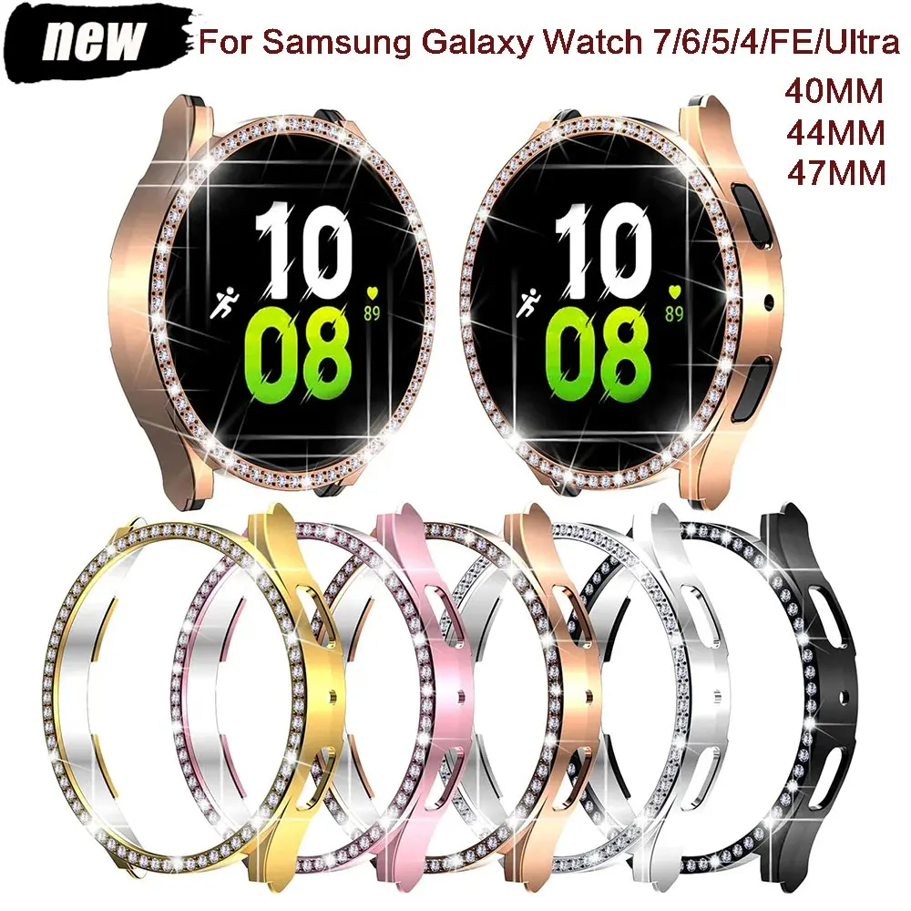 Diamond Watch Case for Samsung Galaxy Watch 7 40mm Hollow Electroplate Protector Samsung 7 44mm PC Cover