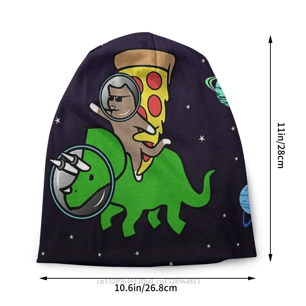 Hip Hop Outdoor Beanie Hats Cat And Pizza Riding Triceratops In Space Skullies Beanies Hat Bonnet Special Caps Earmuffs