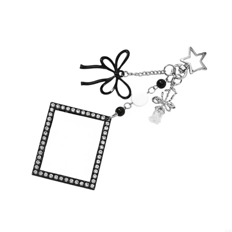 Decorative Mirror Keychain with Chain Detail, Portable Ring Accessory for Bag Decoration and Quick Mirror Checks