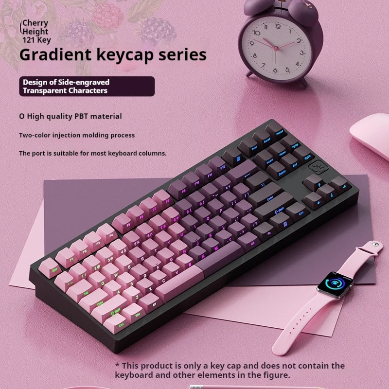 WEIKAV Lucky65 V2 Gradient Side Engraved Mechanical Keycap Custom PBT Cherry Height Two-color Injection Record Alice Keycaps