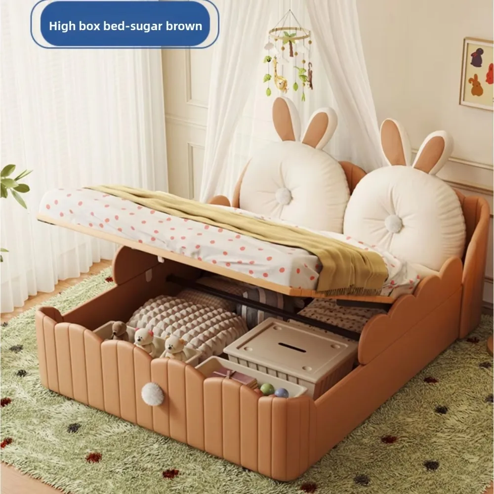 Multifunctional children's bed solid wood cot with storage function