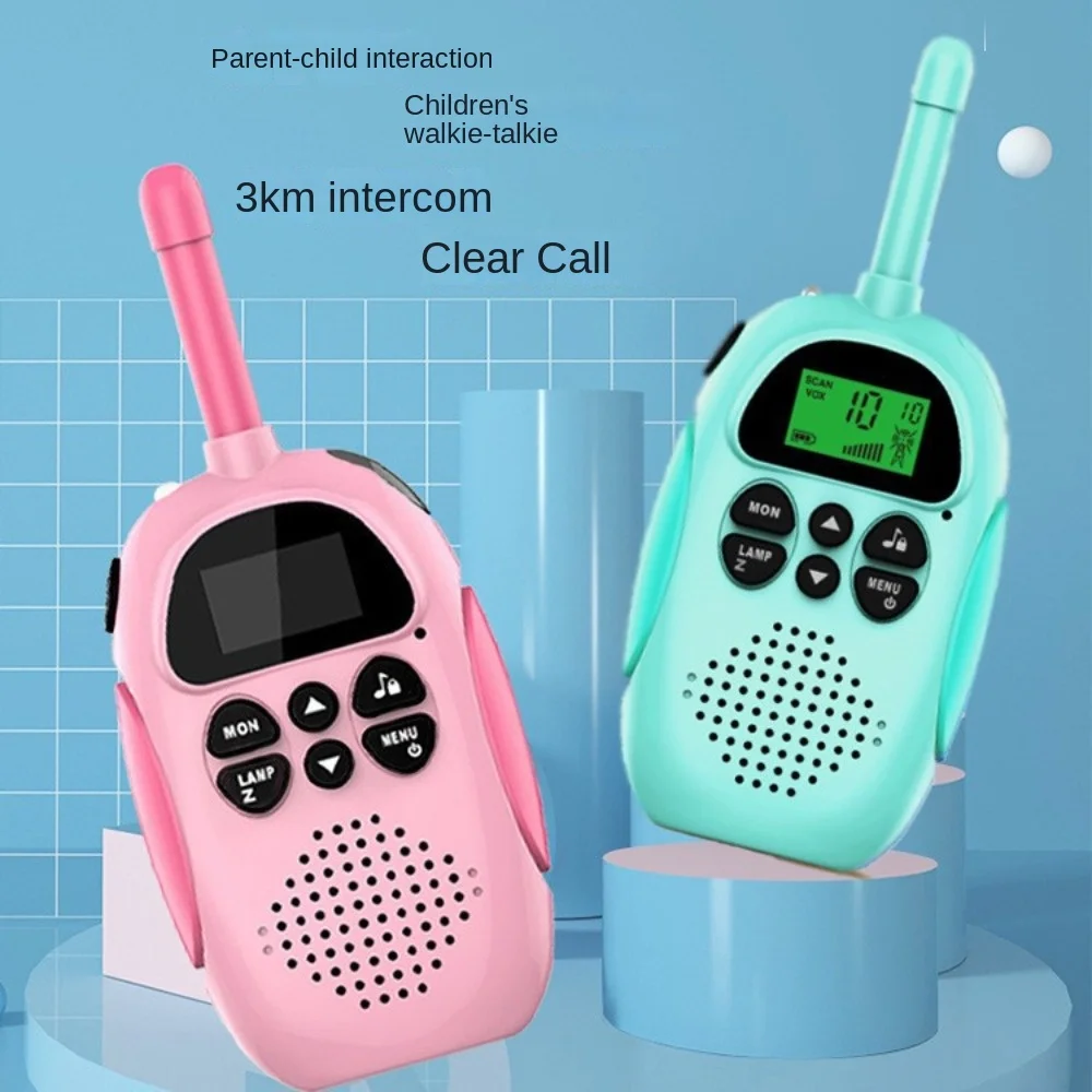 2pcs วิทยุ Interphone เด็ก Mini Walkie-Talkie ชาร์จมือถือเด็ก Walkie-Talkie 3km ไม่มีรังสี