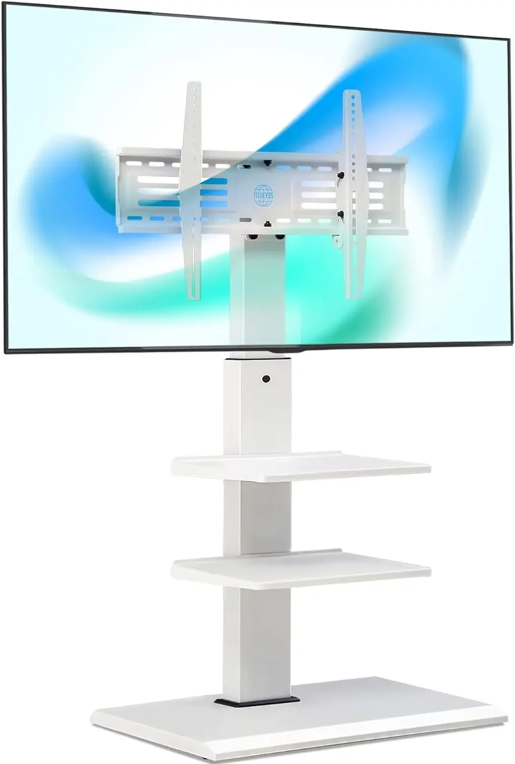 Iron Base Universal Floor TV Stand Corner Swivel Tilt Mount for 32-75 Inch TVs With Height Adjustable Entertainment (White) Ps5