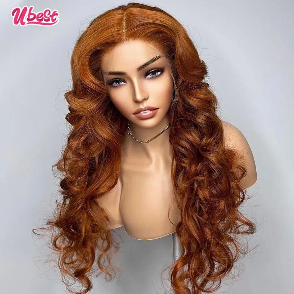 Cooper Orange Wig Human Hair 13x6 Loose Wave Lace Front Wigs Brazlian 13x4 Transparent Lace Frontal Wig For Woman 34 Inch 200 %