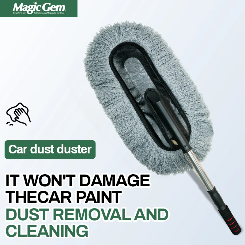 MAGIC GEM Electrostatic Car Duster with Extendable Handle, Premium Microfiber Dusting Tool for Scratch-Free Vehicle Care