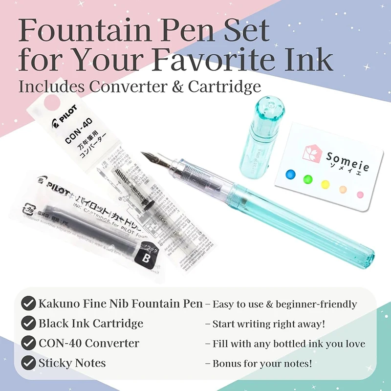 Japan PILOT Kakuno Fountain Pen Family Series Clear Barrel F/M Nibs Practice Brush Limited Child-safe Practice Write Stationery