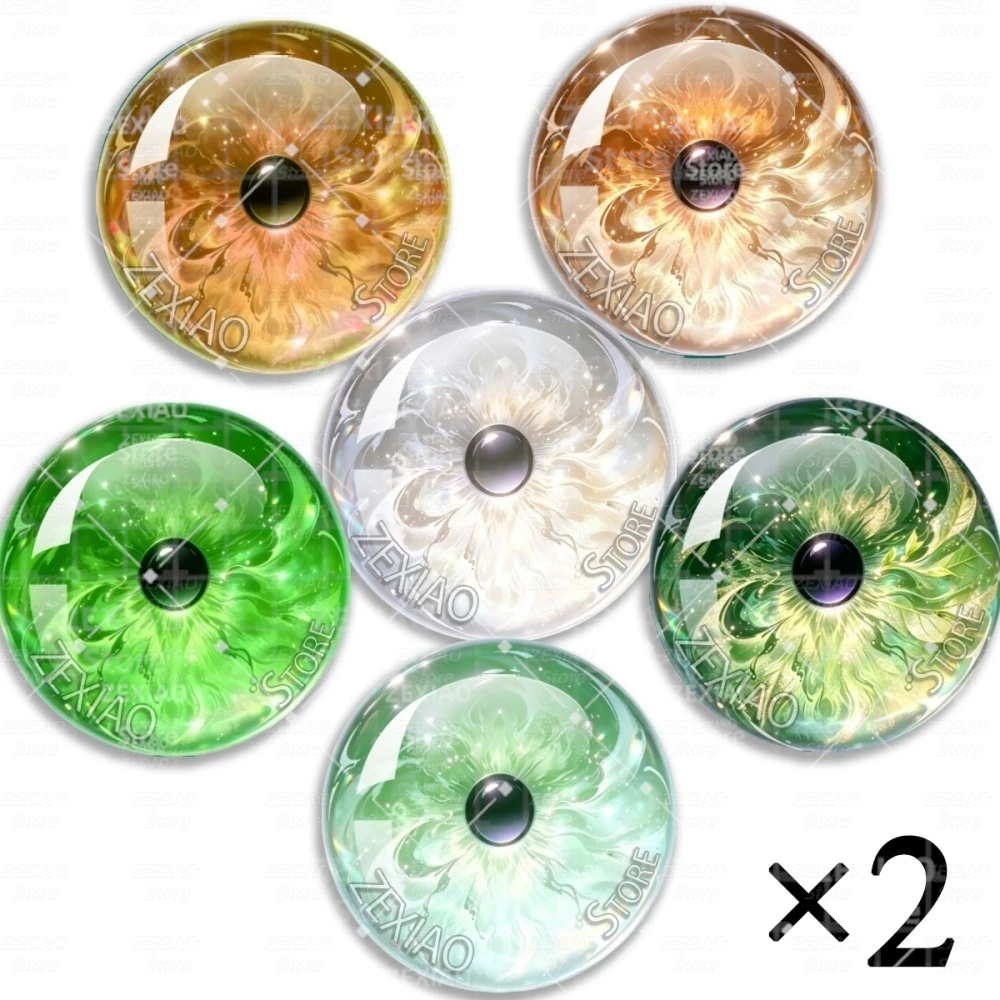 12Pcs Soft Floral Petal Iris Flower Gradient Pattern Blythe BJD Doll Eye Chips Glass Cabochon  Pupil Eyes  DIY Jewelry MS006