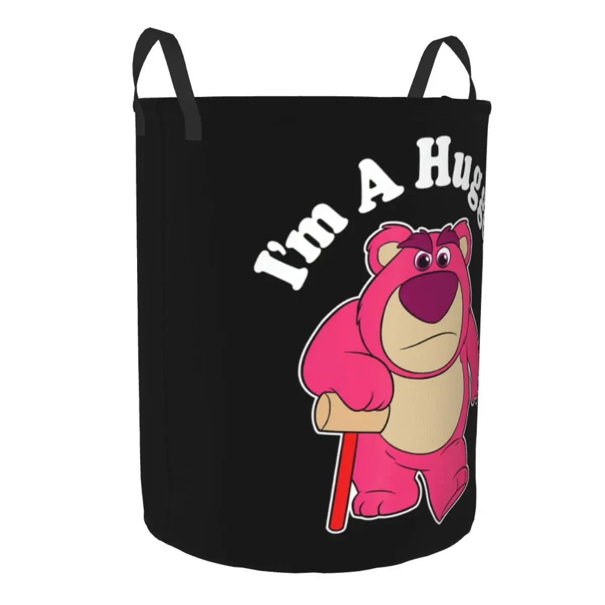 Custom Anime Toy Story Lotso Pink Bear Laundry Basket Foldable Cartoon Movie Toy Clothes Hamper Storage Bin for Kids Nursery