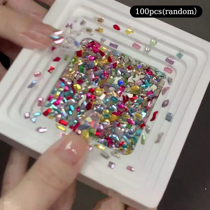 /YOV/Candy Soda Crystal Jewelry Nail Charms Pointed Bottom Shiny Multi Cut Nail Diamond Decorations Manicure Accessories 100Pcs