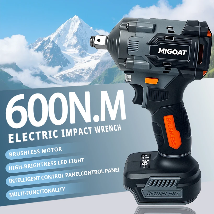 ประแจบล็อกแรงบิดสูงพิเศษ MIGOAT 600N.M มอเตอร์ไร้แปรงถ่าน เครื่องมืออุตสาหกรรม สำหรับแบตเตอรี่ Makita 18-21V (เฉพาะเครื่อง)