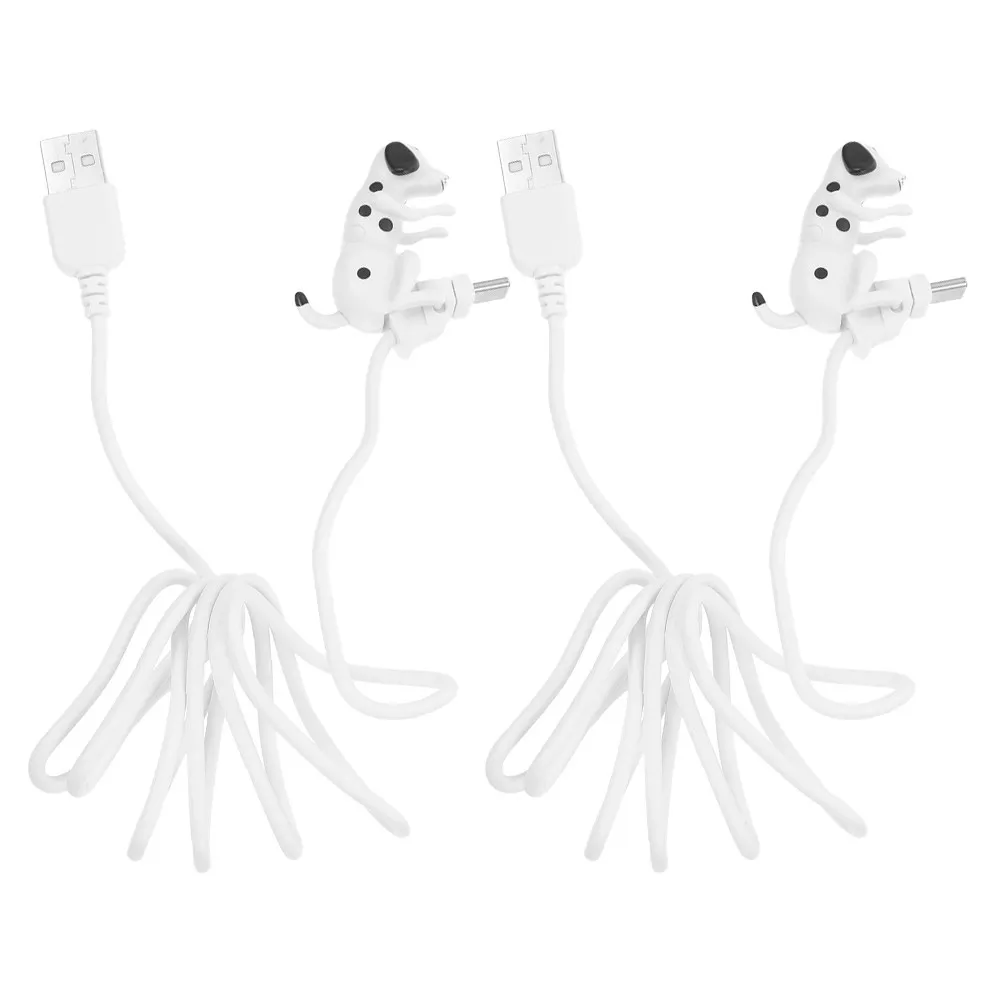 2Pcs Dog Theme USB C Charging Cable Type-C Fast Data Transmission Cable Interactive Moving Design for Mobile