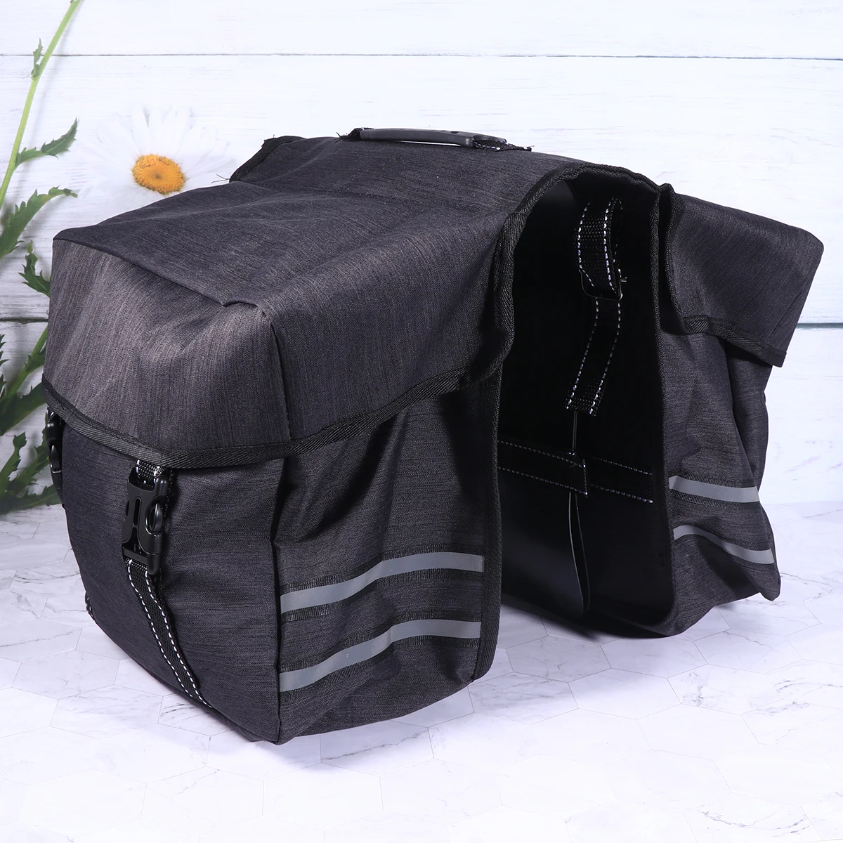 

Multifunctional Double Tail Bag Large Capacity Cycling Back Seat Bag Carrier Bag for Bike Mountain Bike (Black)