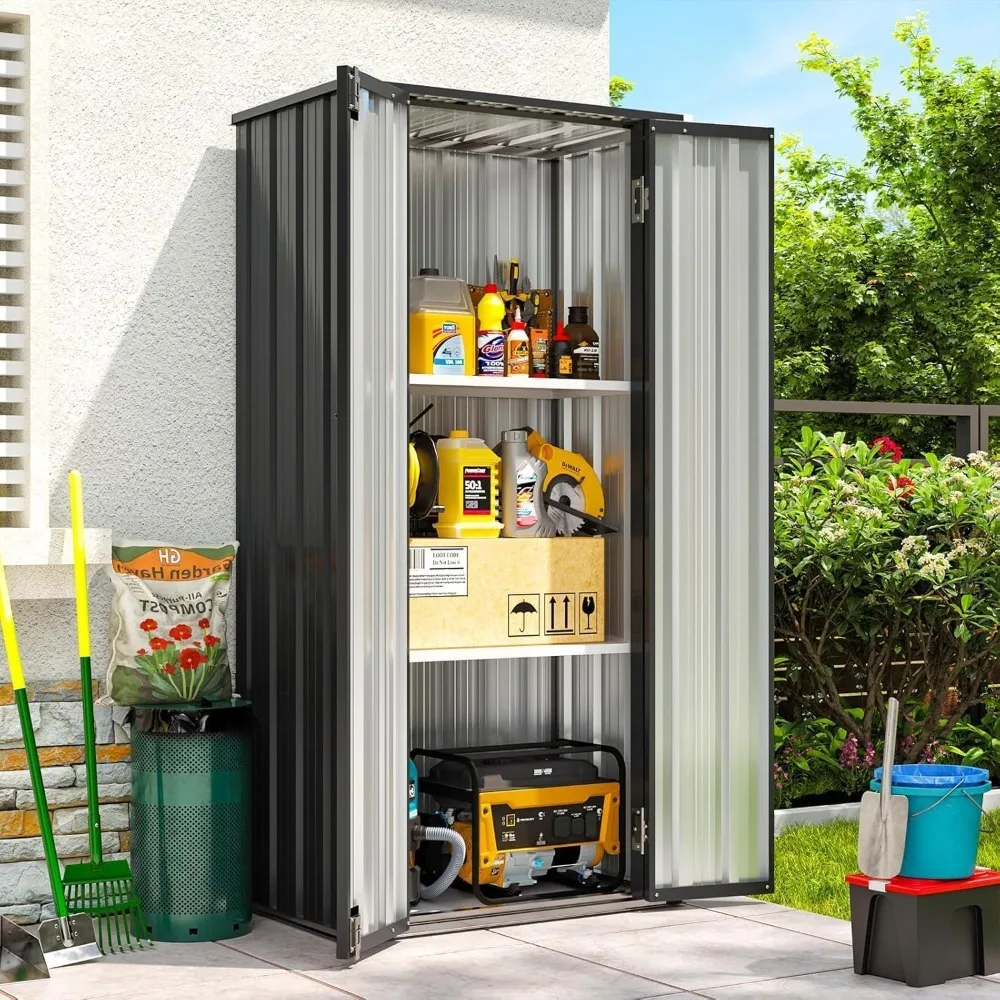 

6x3 FT Outdoor Storage Cabinet Metal Garden Shed with 2 Adjustable Shelves 3 Layer Indoor& Outdoor Waterproof Vertical Storage