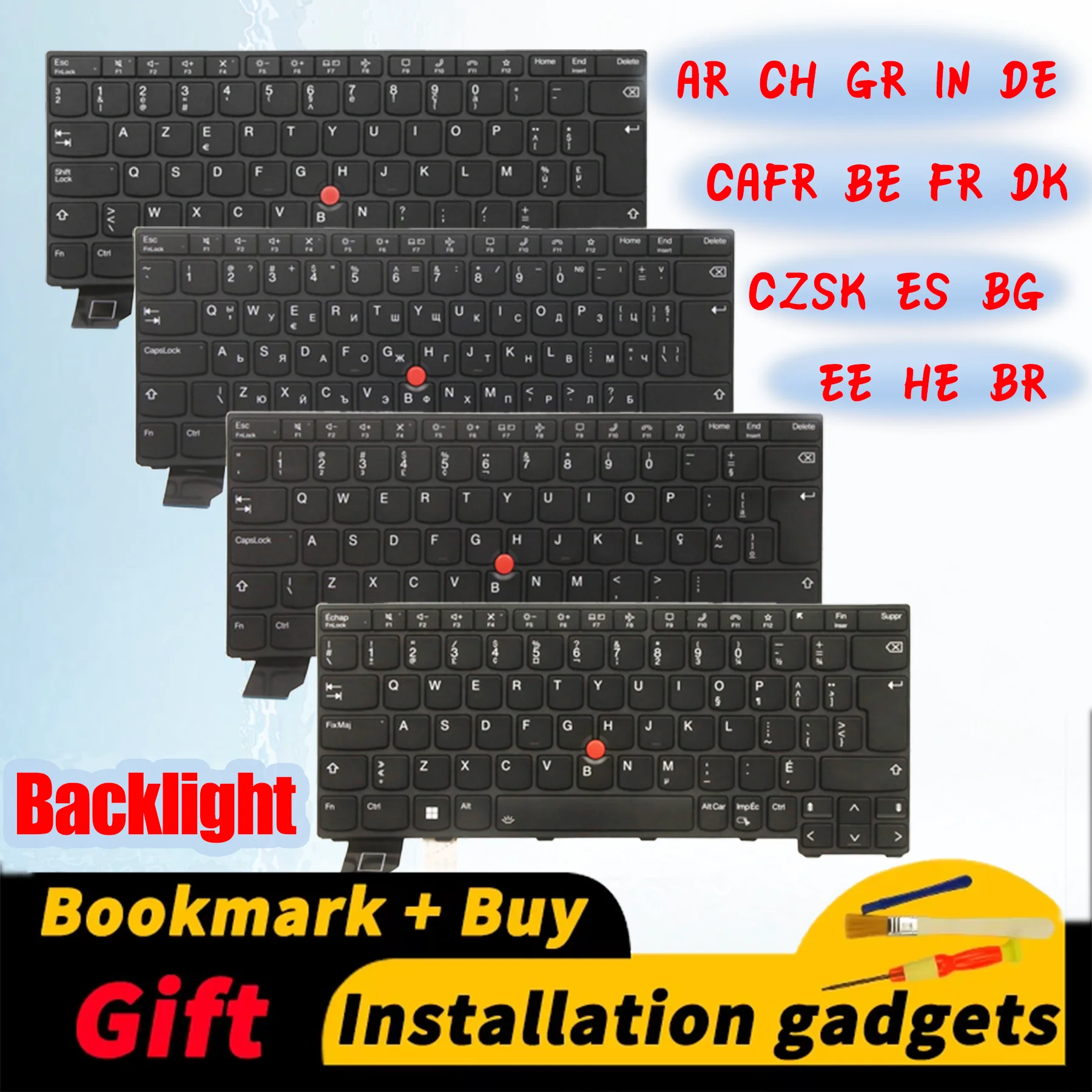 

Клавиатура с подсветкой для Lenovo ThinkPad X13 Gen3/L13 Gen3 Gen4 Gen5/L13 Yoga Gen3 (AR, BE, BG, BR, CAFR, CH, CZSK, DE, DK, EE, ES, FR, GR, HE, IN)