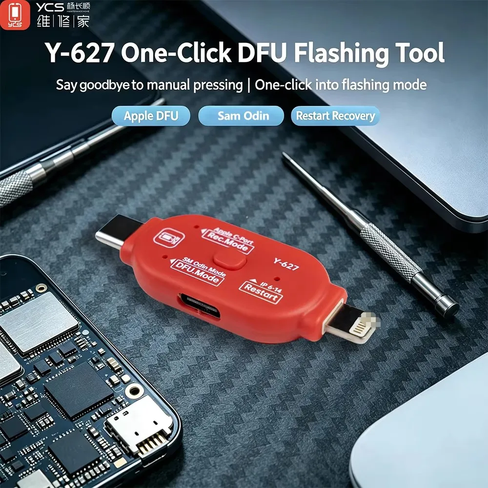 YCS Y-627 Single Tap DFU No Disconnect/No Restart Needed/Restore/Flash Mode, Auto-Identify C/L Port, All iOS/Android Repair Tool