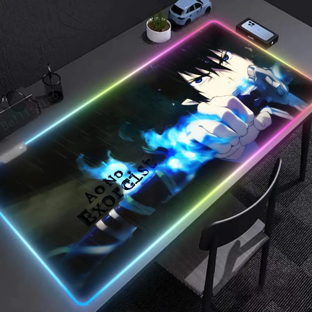 Mouse Pad Desk accessories RGB Non-Slip pk B_blue_ExorcistS Offices accessories Rubber Gamer keyboard Edge locking Luminescence