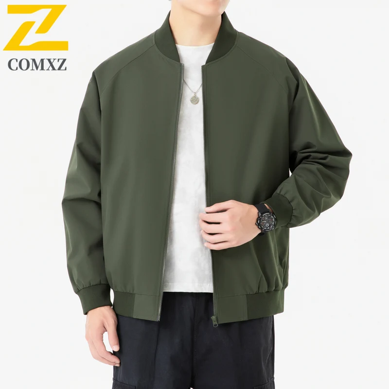COMXZ عادية الوقوف طوق الرجال سترة في الهواء الطلق ركوب الدراجات معطف خفيف الحضرية الشارع نمط مريح ارتداء مقاومة الخريف سترة واقية جديدة