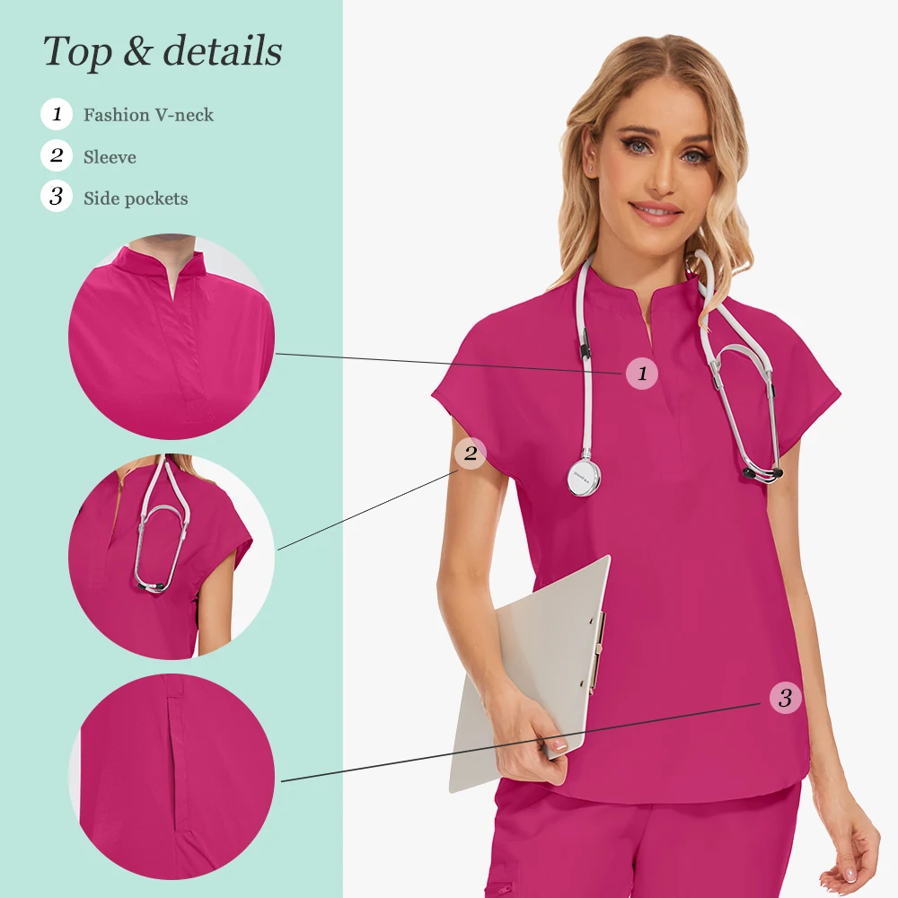 المبيعات الساخنة فرك مجموعات عيادة الأسنان الرعاية الصحية عمال لينة تنفس الزي الطبي التمريض الملابس النساء مرونة ممرضة مجموعة