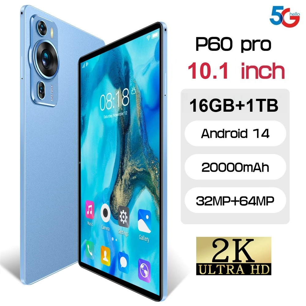 2025 Новый оригинальный планшет P60 Pro Android 14 детей 20000 мАч 5G Dual Sim GPS Tab 10,1-дюймовый HD планшетный ПК с клавиатурой для ноутбука 2025 Новый оригинальный планшет P60 Pro Android 14 детей 20000 мАч 5G Dual Sim GPS Tab 10,1-дюймовый HD планшетный ПК с клавиатурой для ноутбука