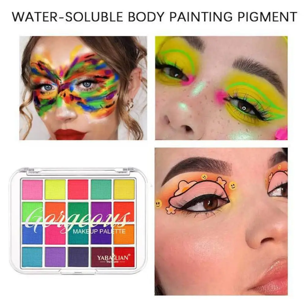 Paleta de pintura facial para maquillaje de ojos, pigmento de pintura facial seguro de 20 colores, pigmentos de sombra para ojos profesionales fáciles de limpiar