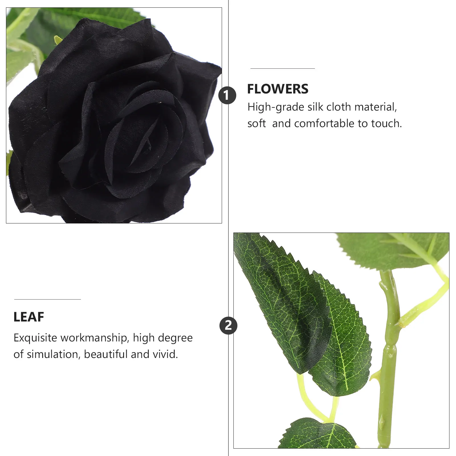 

10pcs Black Rose Artificial Flower Ornament Halloween Decor Simulation Bouquet Home Party Decoration Silk Cloth Fade