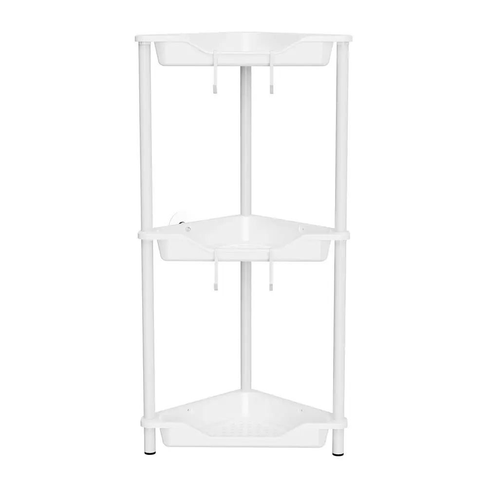 

Rustproof 3 Tier Floor Standing Corner Shower Caddy Organizer, Plastic Metal Splicing Floor Corner Shelf Rack Stands for Bathro