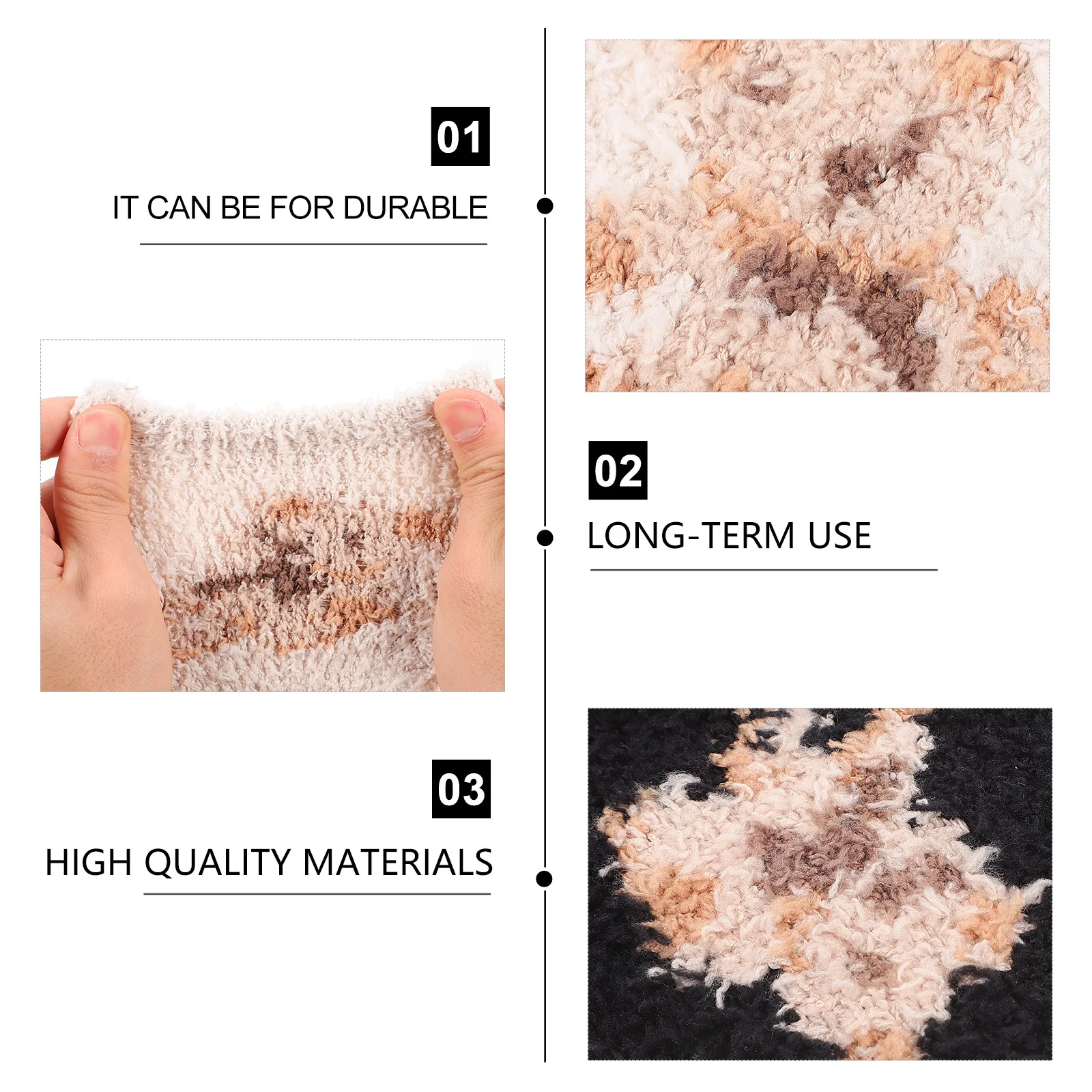 

2Pairs Women Winter Warm Socks Thickened Mid-Calf Polyester Soft Comfortable Socks for Cold Weather Daily Wear