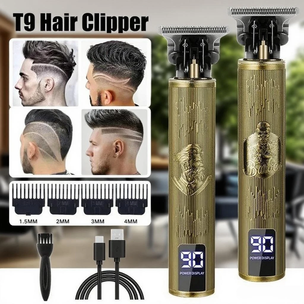 Hair Cutting Machine T9 Vintage Hair Clipper USB Fast Charging Shaver Barber Cordless Hair Trimmer For Men's Barbe