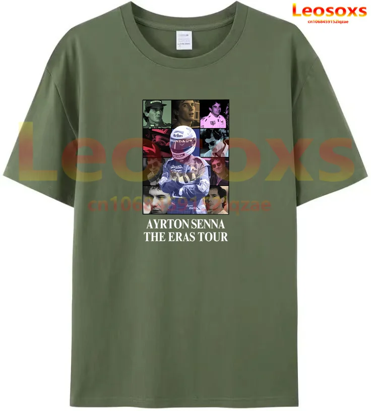 

[TEW] 2024 F1 Racing Ayrton Senna Leosoxs T-shirt Men's Cotton Casual Women's Short Sleeve S-6XL