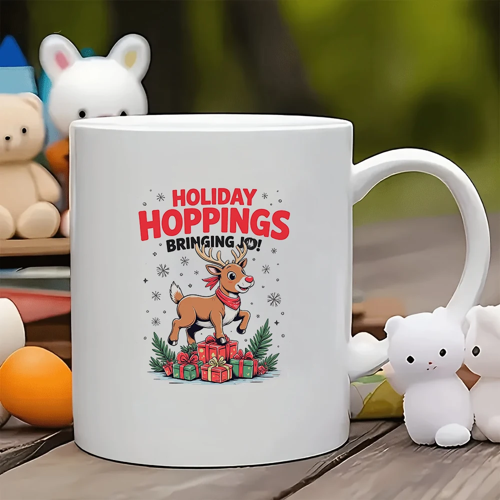 

11oz Cup + Cartoon Santa Claus + Colorful Gift Box + Cozy Holiday Mood Christmas Gift Kids Cup Family Office Coffee